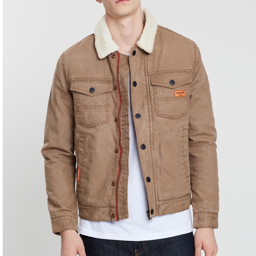 Superdry Tan Jacket with Cream Collar